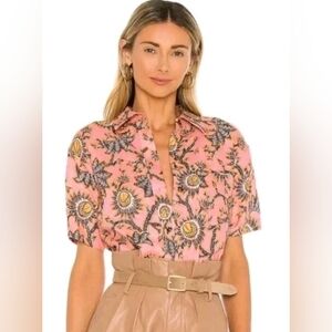 A.L.C. Linen Floral Resortwear Bohemian Coastal Refined Chic Preppy Top 2